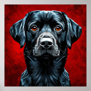 🐶 Schwarzes Labrador-Hund-Porträt für Tierliebhab Poster
