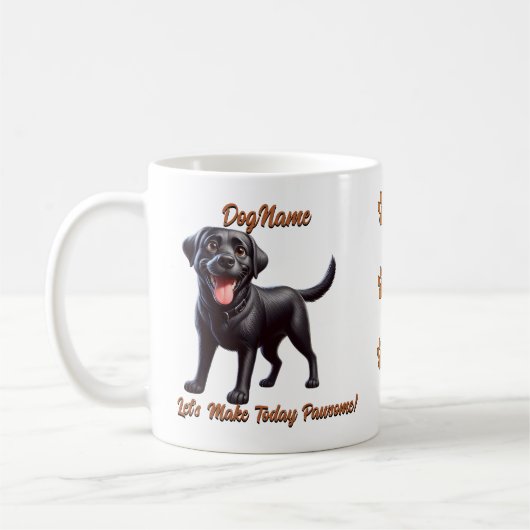Schwarzes Labrador - Hundename hinzufügen, Text än Kaffeetasse (Links)