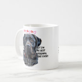 Schwarzes Labrador, Hundename hinzufügen, Text änd Kaffeetasse (Vorderseite Links)
