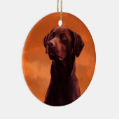 Schwarzes Labrador Hundportrait Keramik Ornament (Rechts)