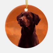 Schwarzes Labrador Hundportrait Keramik Ornament (Vorne)