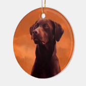 Schwarzes Labrador Hundportrait Keramik Ornament (Links)