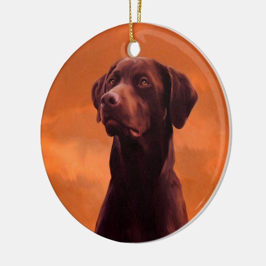 Schwarzes Labrador Hundportrait Keramik Ornament (Links)