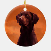 Schwarzes Labrador Hundportrait Keramik Ornament (Hinten)