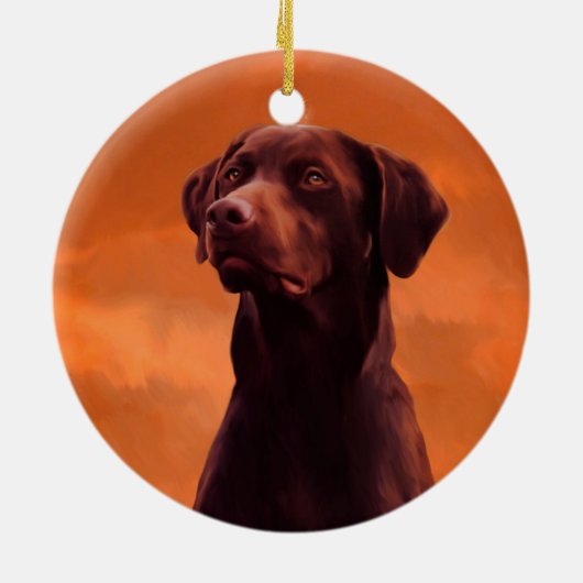 Schwarzes Labrador Hundportrait Keramik Ornament (Hinten)