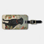 Schwarzes Labrador im Winter Gepäckanhänger (Vorderseite horizontal)