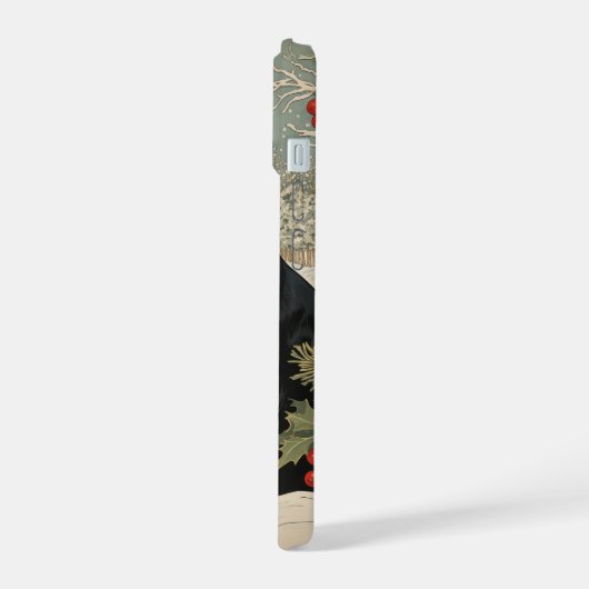 Schwarzes Labrador im Winter iPhone 15 Hülle (Linke Seite)