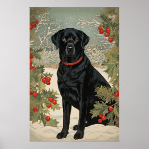 Schwarzes Labrador im Winter Poster