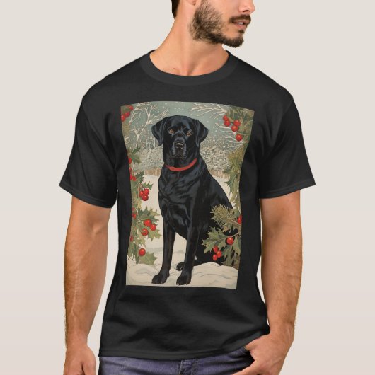 Schwarzes Labrador im Winter T-Shirt (Vorderseite)