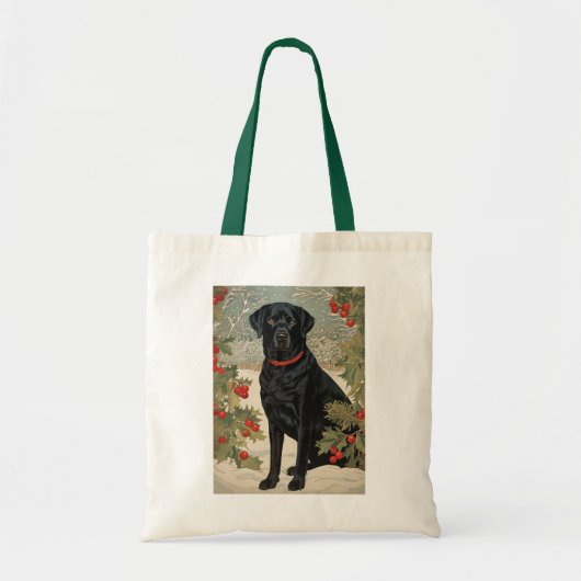 Schwarzes Labrador im Winter Tragetasche (Vorne)