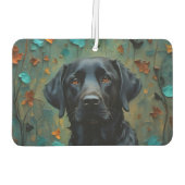 Schwarzes Labrador in Blätter Autolufterfrischer (Rückseite)