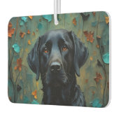 Schwarzes Labrador in Blätter Autolufterfrischer (Links)