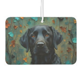 Schwarzes Labrador in Blätter Autolufterfrischer (Vorderseite)
