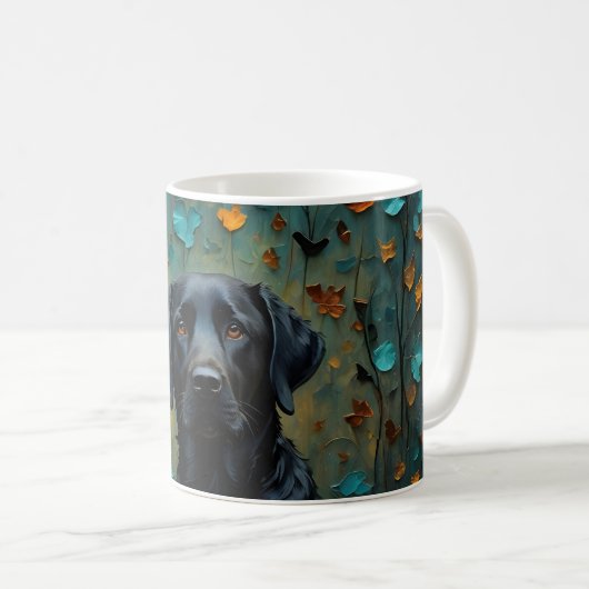 Schwarzes Labrador in Blätter Kaffeetasse (VorderseiteRechts)