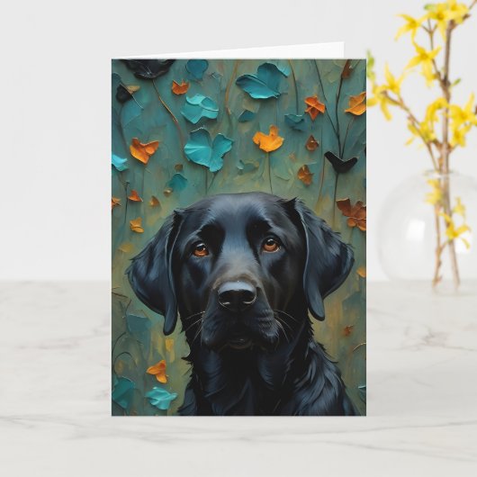 Schwarzes Labrador in Blätter Karte (Gelbe Blume)