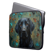 Schwarzes Labrador in Blätter Laptopschutzhülle (Vorderseite Links)