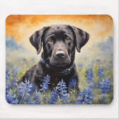 Schwarzes Labrador in Bluebonnets Mousepad (Vorne)