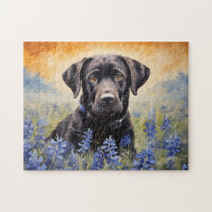 Schwarzes Labrador in Bluebonnets Puzzle