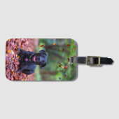 Schwarzes Labrador in Herbstlauben Gepäckanhänger (Vorderseite (Horizontal))