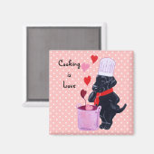 Schwarzes Labrador-Koch Magnet (Vorderseite/Rückseite)