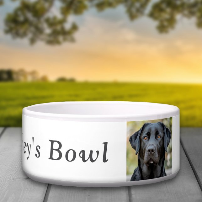 Schwarzes Labrador, kundenspezifisches Foto weiß Napf (Black Labrador, Custom Photo White Bowl)