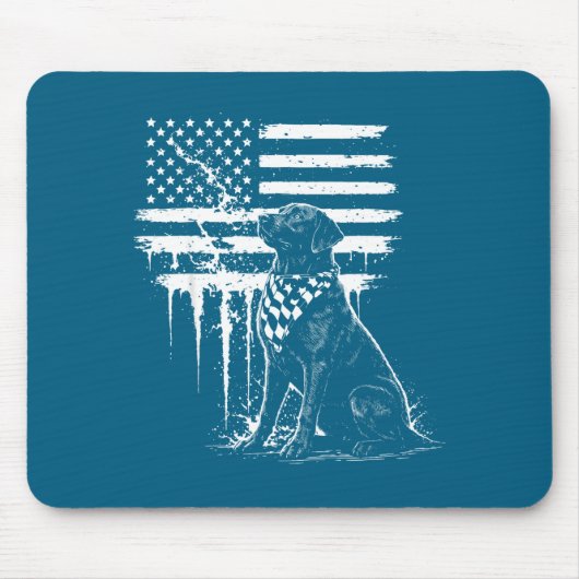 Schwarzes Labrador-Labrador-Amerikanische-Flagge-D Mousepad (Vorne)