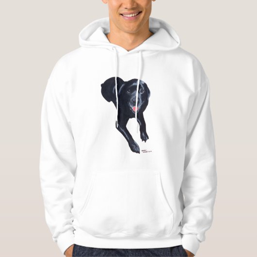 Schwarzes Labrador-Lächeln Hoodie (Vorderseite)