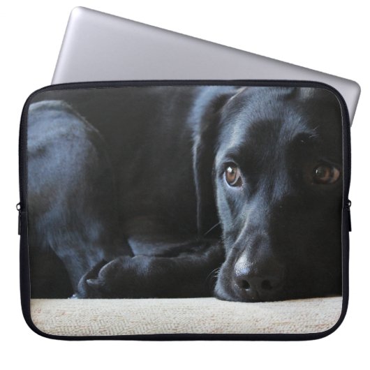 Schwarzes Labrador Laptopschutzhülle (Vorderseite)