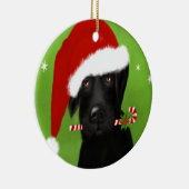 Schwarzes Labrador - lustiger Weihnachtshund Keramik Ornament (Rechts)