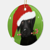 Schwarzes Labrador - lustiger Weihnachtshund Keramik Ornament (Links)