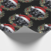 Schwarzes Labrador mit festlicher Weihnachtsmannmü Geschenkpapier (Ecke)