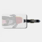 Schwarzes Labrador mit Fez Gepäckanhänger (Rückseite horizontal)