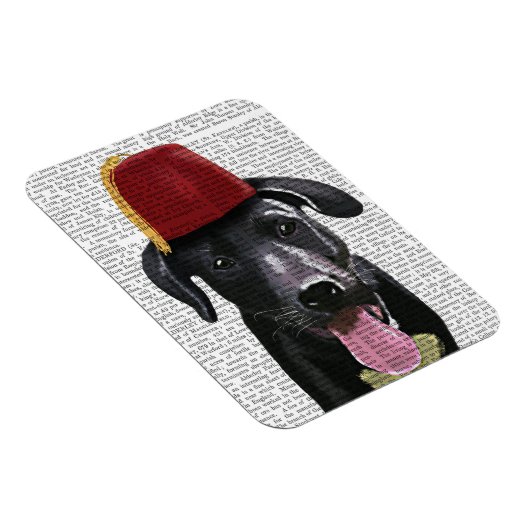 Schwarzes Labrador mit Fez Magnet (Rechte Seite)