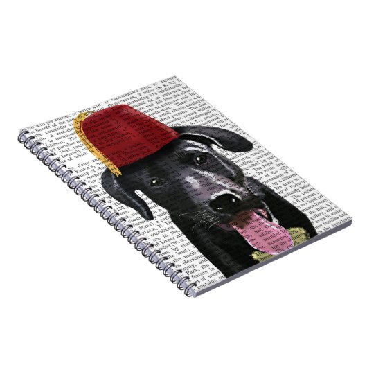 Schwarzes Labrador mit Fez Notizblock (Rechte Seite)