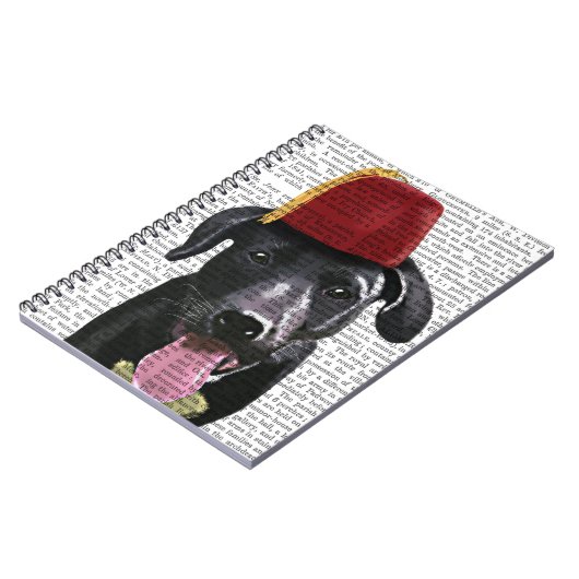 Schwarzes Labrador mit Fez Notizblock (Linke Seite)