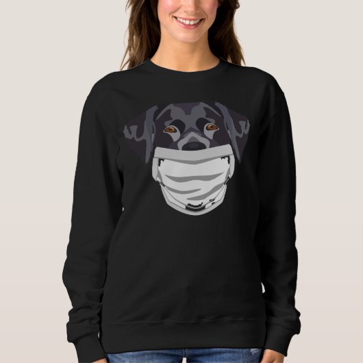Schwarzes Labrador mit Gesichtsmaske Sweatshirt (Vorderseite)