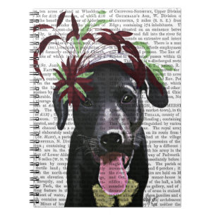 Schwarzes Labrador mit grünem Fascinator Notizblock
