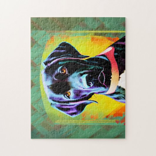 Schwarzes Labrador mit Halsband Puzzle (Vertikal)