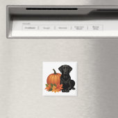 Schwarzes Labrador mit Herbstblättern und Pumpkin Magnet (In Situ (Geschirrspüler))