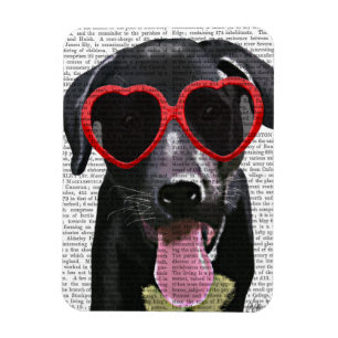 Schwarzes Labrador mit Herz-Sonnenbrille Magnet