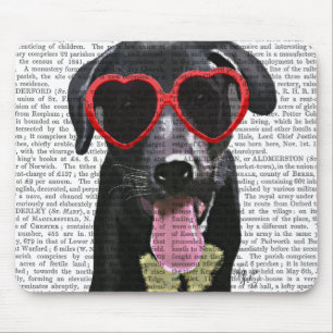 Schwarzes Labrador mit Herz-Sonnenbrille Mousepad