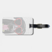 Schwarzes Labrador mit Herzsonnenbrille Gepäckanhänger (Rückseite horizontal)