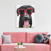 Schwarzes Labrador mit Herzsonnenbrille Leinwanddruck (Insitu (Wohnzimmer))