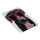Schwarzes Labrador mit Herzsonnenbrille Magnet (Rechte Seite)