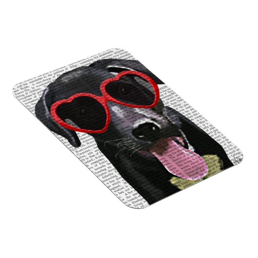 Schwarzes Labrador mit Herzsonnenbrille Magnet (Rechte Seite)