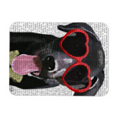 Schwarzes Labrador mit Herzsonnenbrille Magnet (Horizontal)