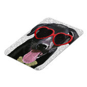 Schwarzes Labrador mit Herzsonnenbrille Magnet (Linke Seite)