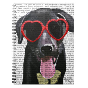 Schwarzes Labrador mit Herzsonnenbrille Notizblock