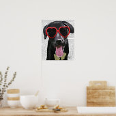 Schwarzes Labrador mit Herzsonnenbrille Poster (Küche)