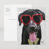Schwarzes Labrador mit Herzsonnenbrille Postkarte (Vorne/Hinten)